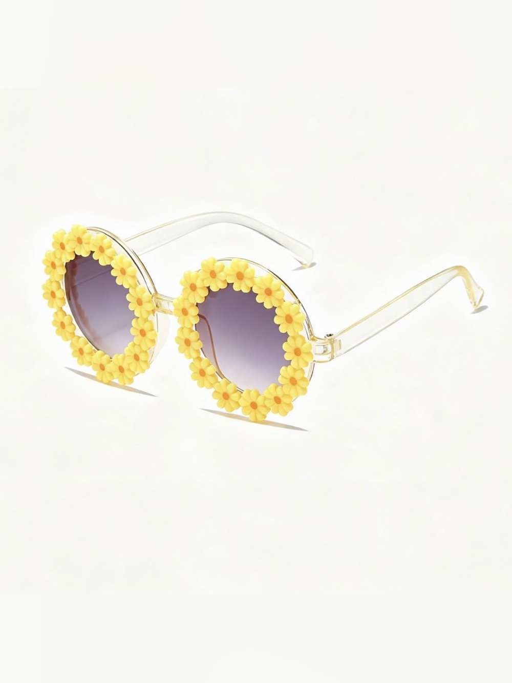 Yellow Floral Round Sunglasses - 100% UV Protection